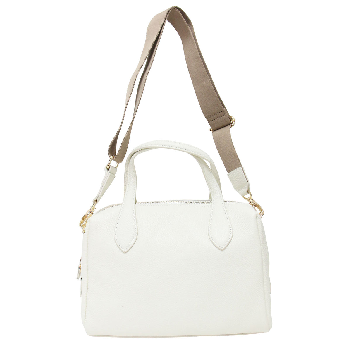 26春夏 テープベルト付き ボストンバッグ / B23527S 310-04-1212 / ハンドバッグ ショルダー 肩掛け クロスボディ 配色 カウレザー