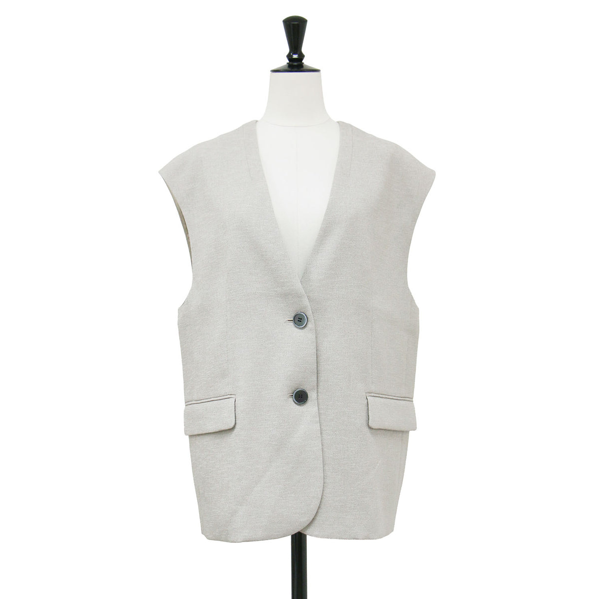 25春夏 フェイク リネン ビッグ ジレ / FAUX LINEN BIG GILLET 15003071025HN / ベスト Vネック ノーカラー