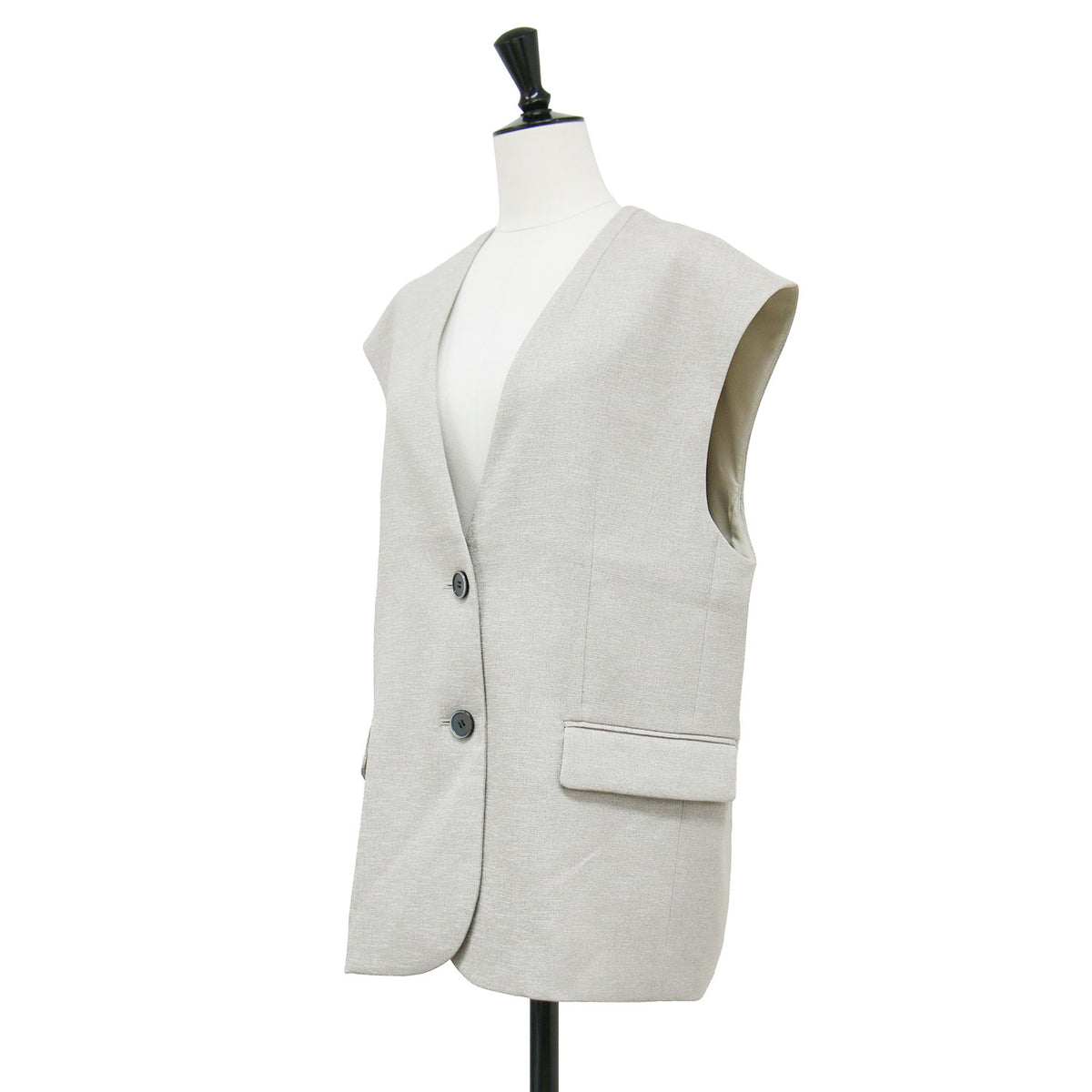25春夏 フェイク リネン ビッグ ジレ / FAUX LINEN BIG GILLET 15003071025HN / ベスト Vネック ノーカラー