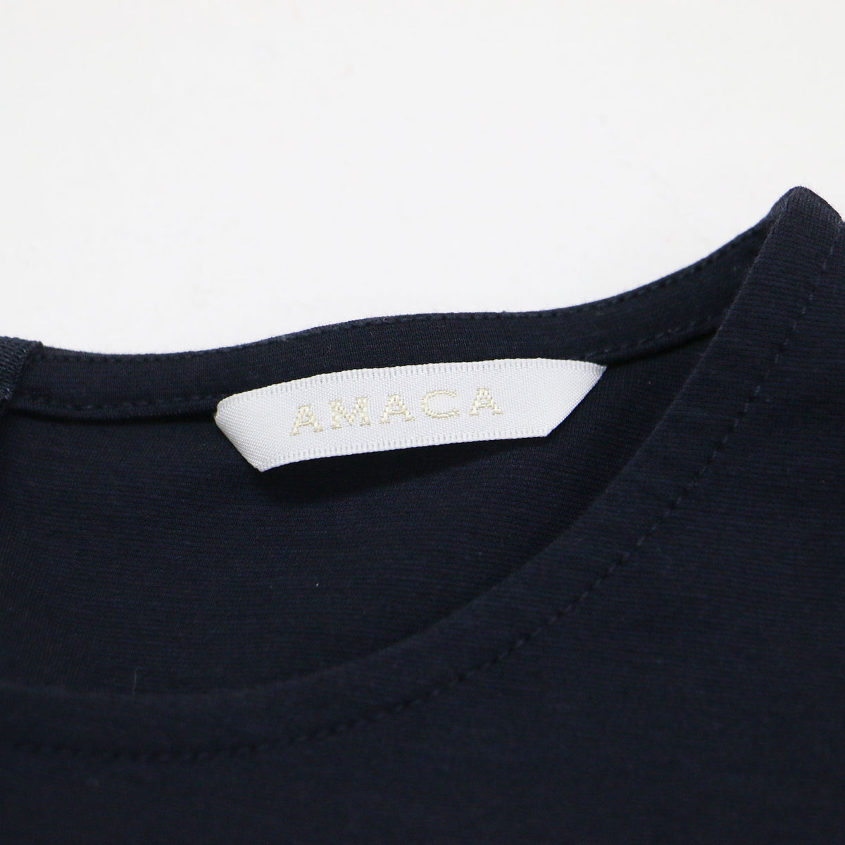 レースコンビ 五分袖 カットソー / Tシャツ クルーネック タックスリーブ コットン