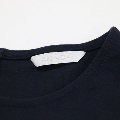 レースコンビ 五分袖 カットソー / Tシャツ クルーネック タックスリーブ コットン
