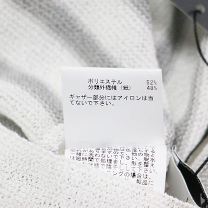 25春夏 和紙 ガーター 2WAY チュニック プルオーバー / ニット 半袖 ボートネック フリルスリーブ ボーダー柄