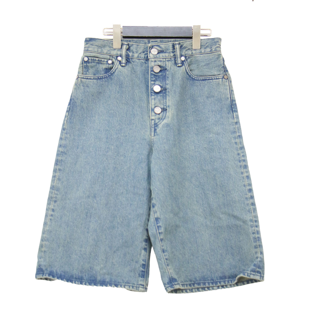 25春夏 ハーフカット バギー デニム ショーツ / ハーフパンツ ひざ丈 Aライン コットン