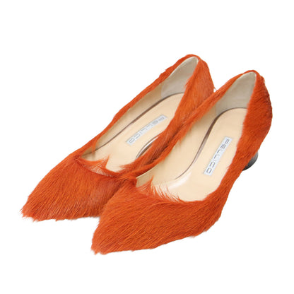 ファー ポインテッドトゥ パンプス / シューズ チャンキーヒール