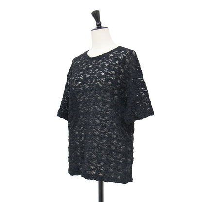 26春夏 フラワーレース ジャージー プルオーバー / カットソー 半袖 クルーネック コットン