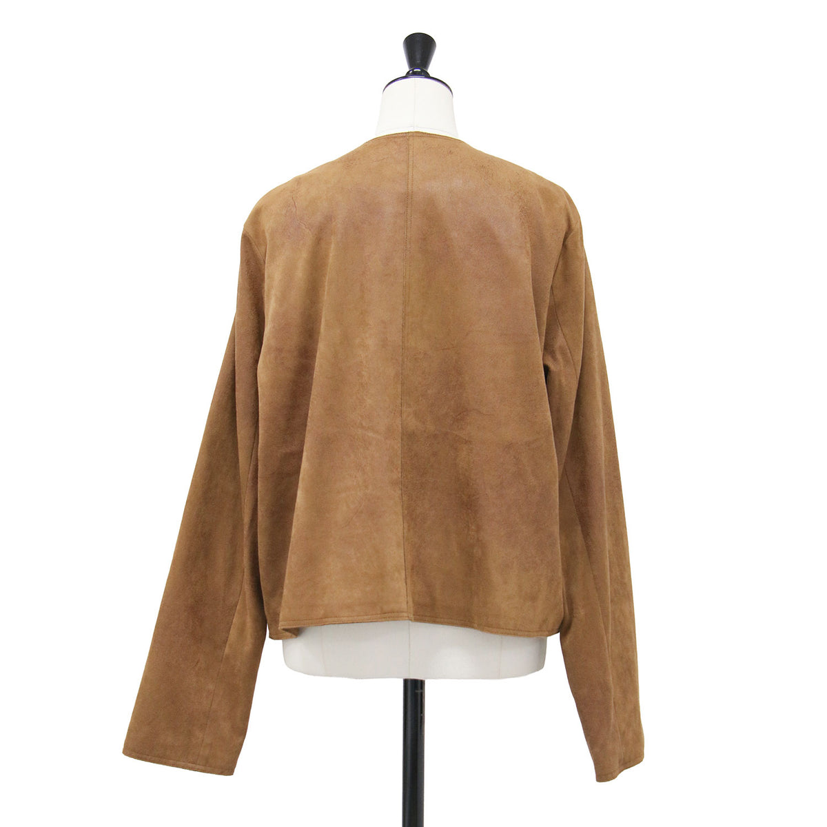24春夏 Fake Suede Cropped ジャケット / ショート丈 長袖 ノーカラー ドレープ フェイクスエード