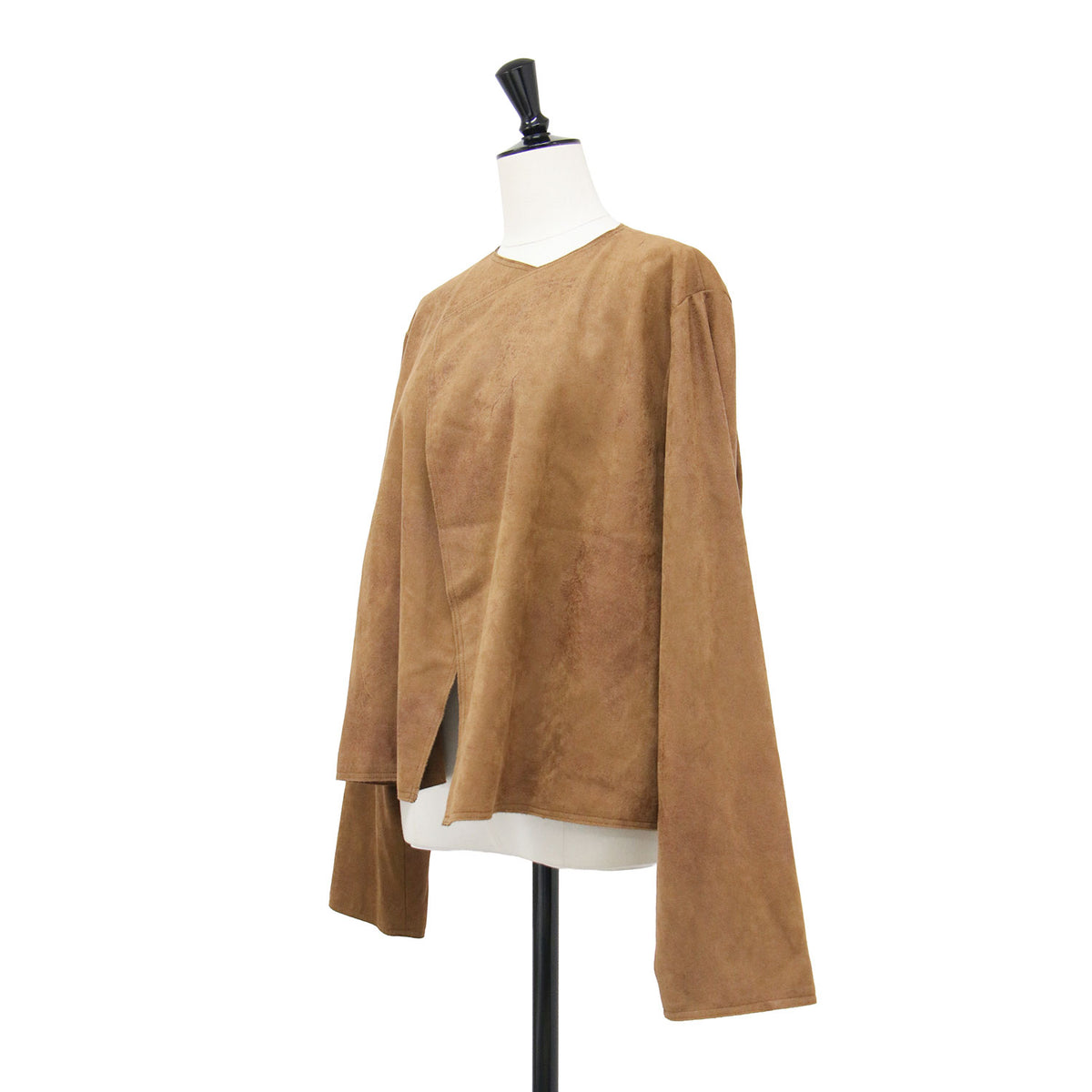 24春夏 Fake Suede Cropped ジャケット / ショート丈 長袖 ノーカラー ドレープ フェイクスエード