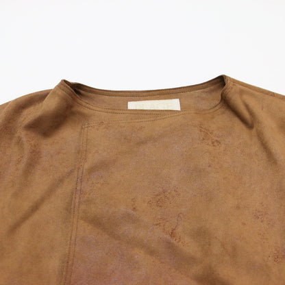 24春夏 Fake Suede Cropped ジャケット / ショート丈 長袖 ノーカラー ドレープ フェイクスエード