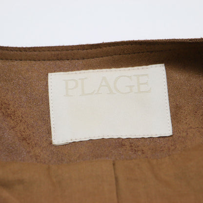 24春夏 Fake Suede Cropped ジャケット / ショート丈 長袖 ノーカラー ドレープ フェイクスエード