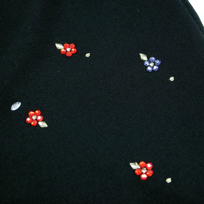 25秋冬 フラワービジュー ニット スカート / ロング丈 Iライン ウエストゴム 花柄 微光沢 ハイゲージ ウォッシャブル
