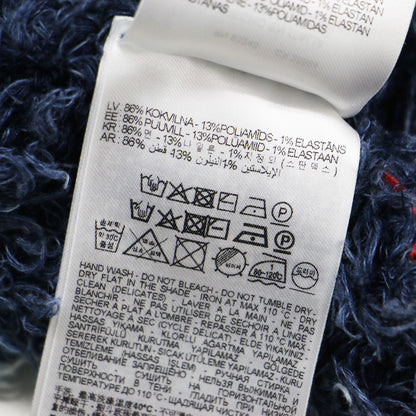 25春夏 ファーヤーン フード付き プルオーバー / Textured-knit hoodie ニット 長袖 インディゴ染 コットン