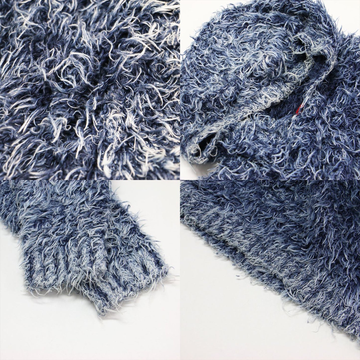25春夏 ファーヤーン フード付き プルオーバー / Textured-knit hoodie ニット 長袖 インディゴ染 コットン