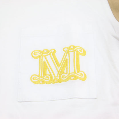Mロゴ刺繍トリムＴシャツ / プルオーバー ラウンドネック 半袖 エンブレム ウォッシャブル