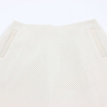24秋冬 パンチング トリプルクロス トラペーズスカート / ミディ丈 Aライン バックファスナー ドット ドローストリング ウォッシャブル