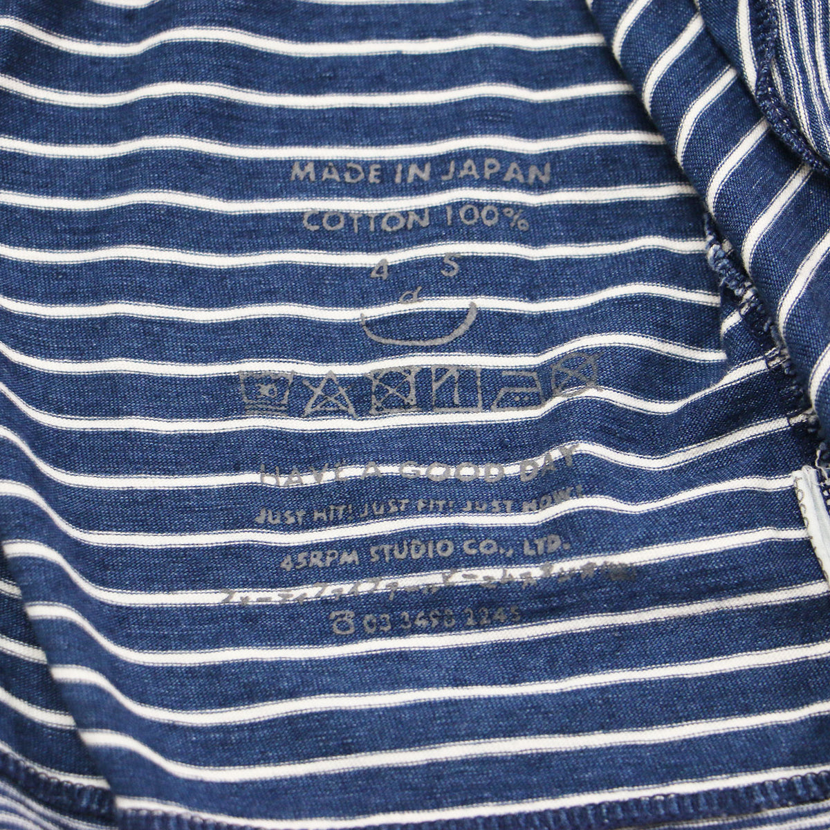 クレイジー縞天竺の908オーシャンTシャツ / カットソー 長袖 スタンドネック ワイド ボーダー コットン