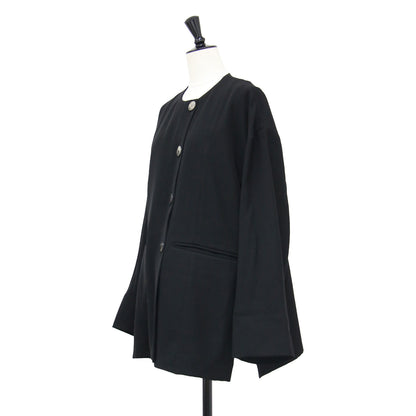25春夏 ダブル ボックス ジャケット/ DOUBLE BOX JACKET 羽織り フレア クルーネック テーラーカラー 2WAY ボタン ステッチ 微光沢 ストレッチ ウォッシャブル