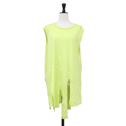 25春夏 バイアス スリット タンクトップ / BIAS-SLIT TANK-TOP プルオーバー ラウンドネック ノースリーブ 変形 コットン ウォッシャブル