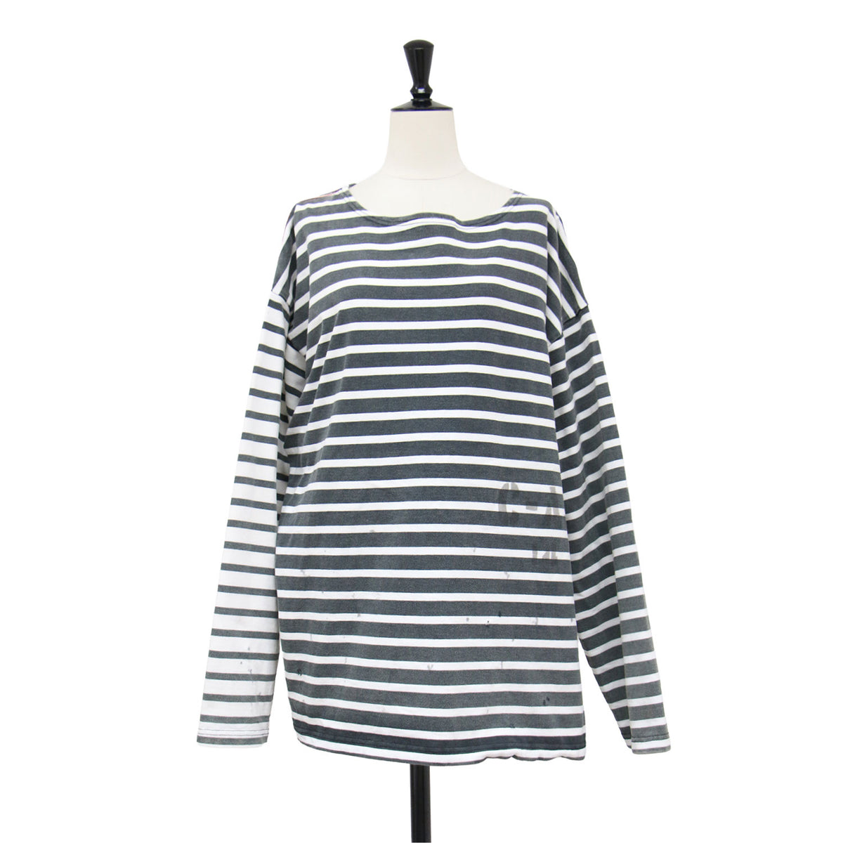 × Archive&Style 26春夏 ダメージ バスク ボーダープルオーバー / Tシャツ 長袖 ボートネック ワイド ペイント ヴィンテージ加工