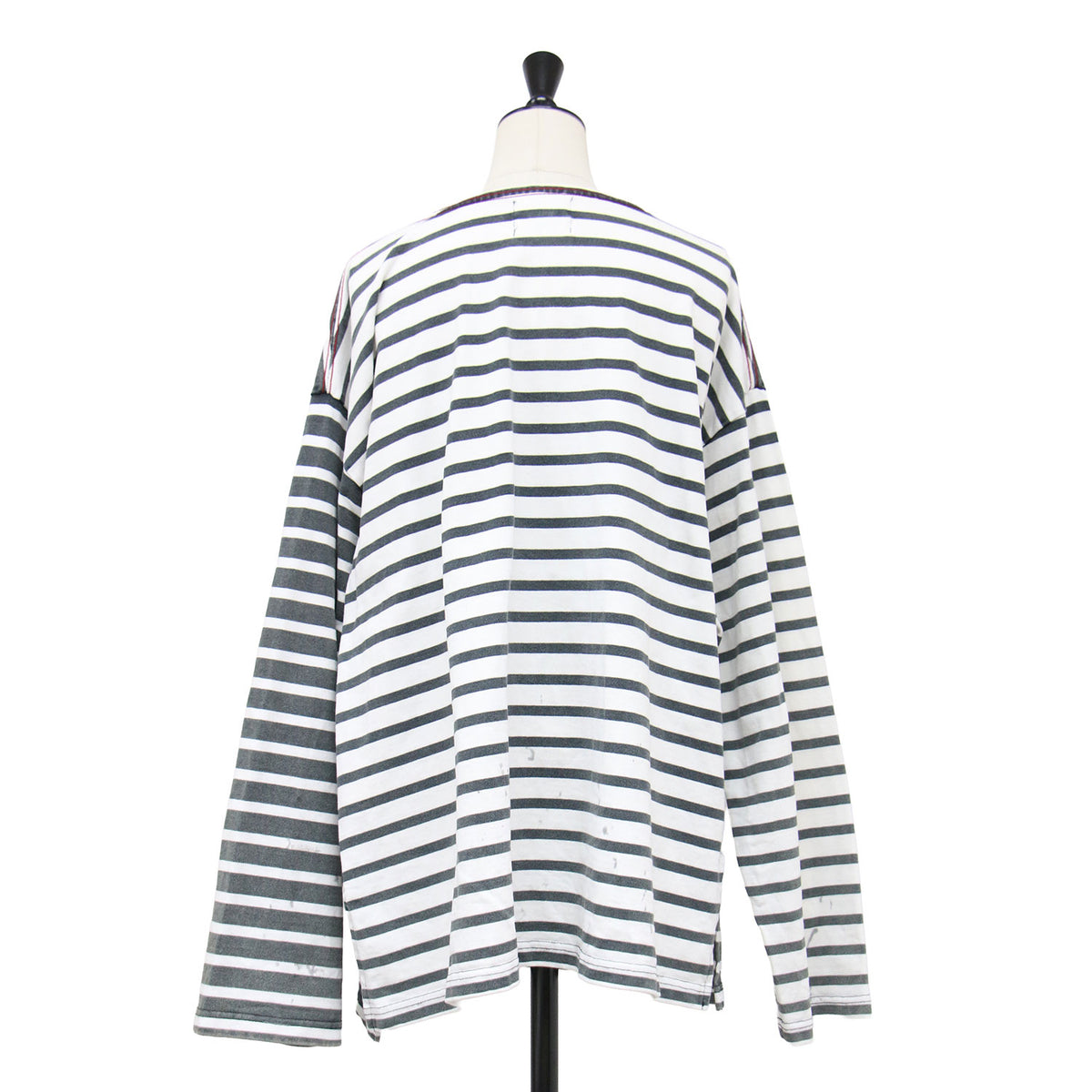 × Archive&Style 26春夏 ダメージ バスク ボーダープルオーバー / Tシャツ 長袖 ボートネック ワイド ペイント ヴィンテージ加工