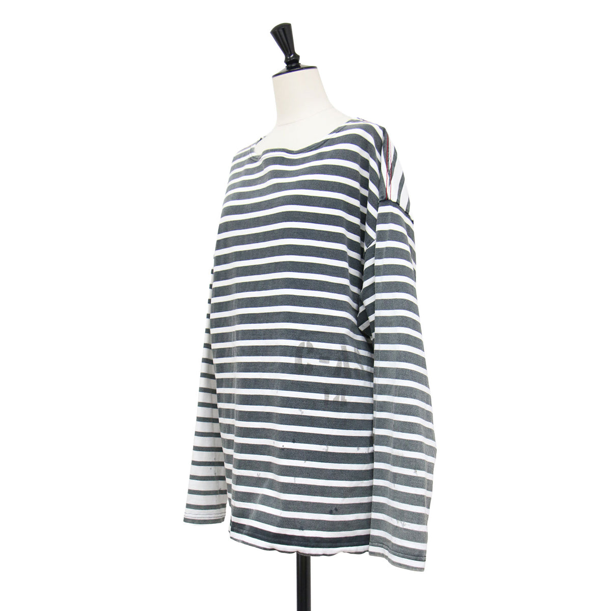 × Archive&Style 26春夏 ダメージ バスク ボーダープルオーバー / Tシャツ 長袖 ボートネック ワイド ペイント ヴィンテージ加工