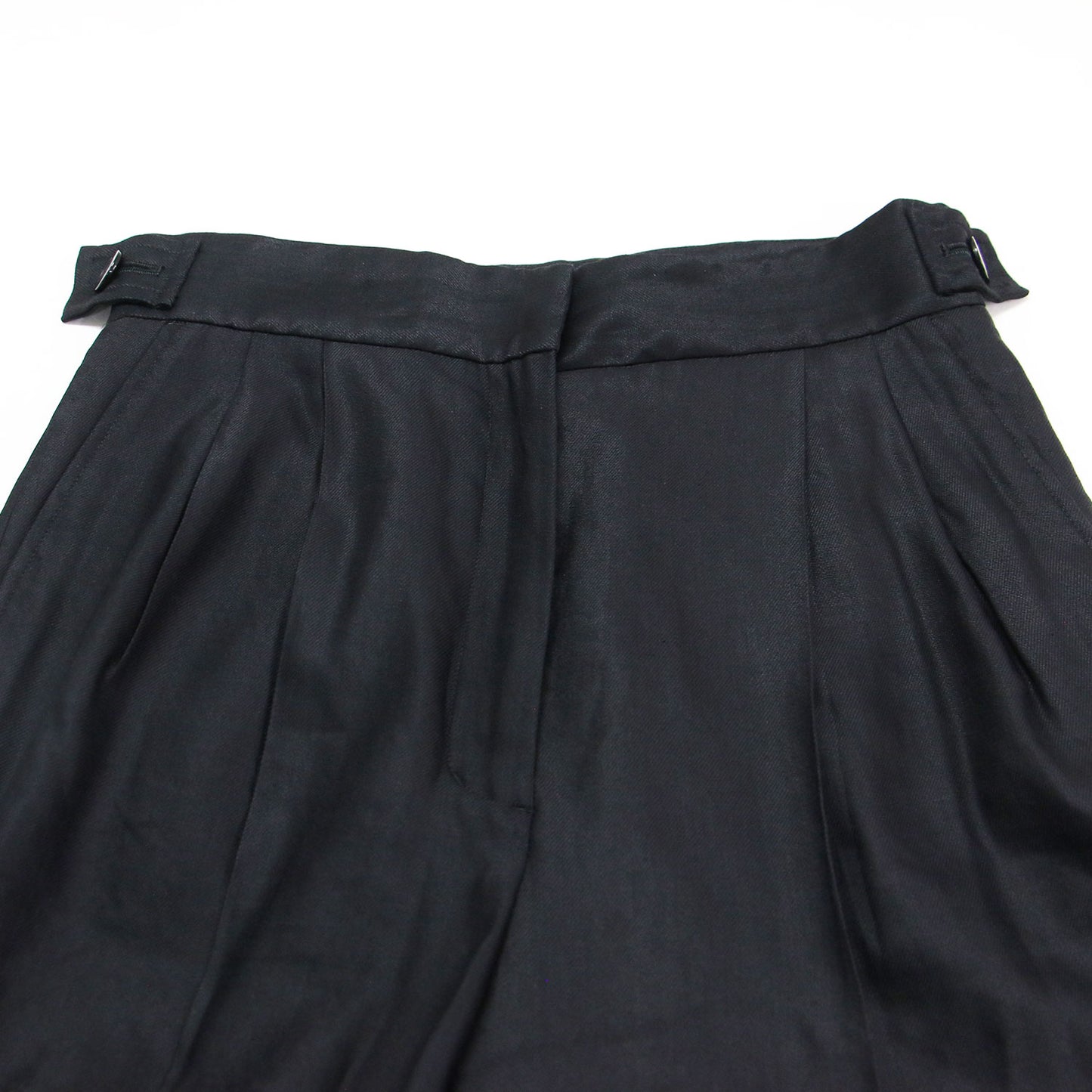 リネン ワイド トラウザーパンツ / Linen Wide Trouser フルレングス サイドボタン タック センタープレス ストレッチ 微光沢