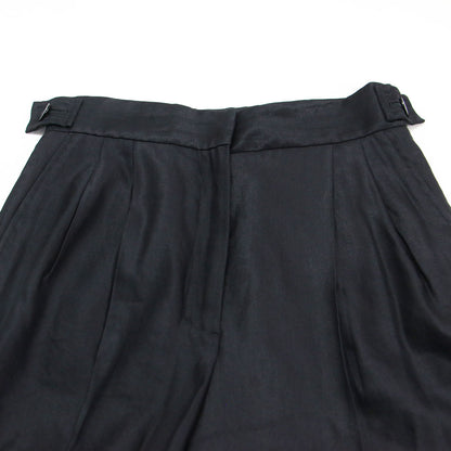 リネン ワイド トラウザーパンツ / Linen Wide Trouser フルレングス サイドボタン タック センタープレス ストレッチ 微光沢