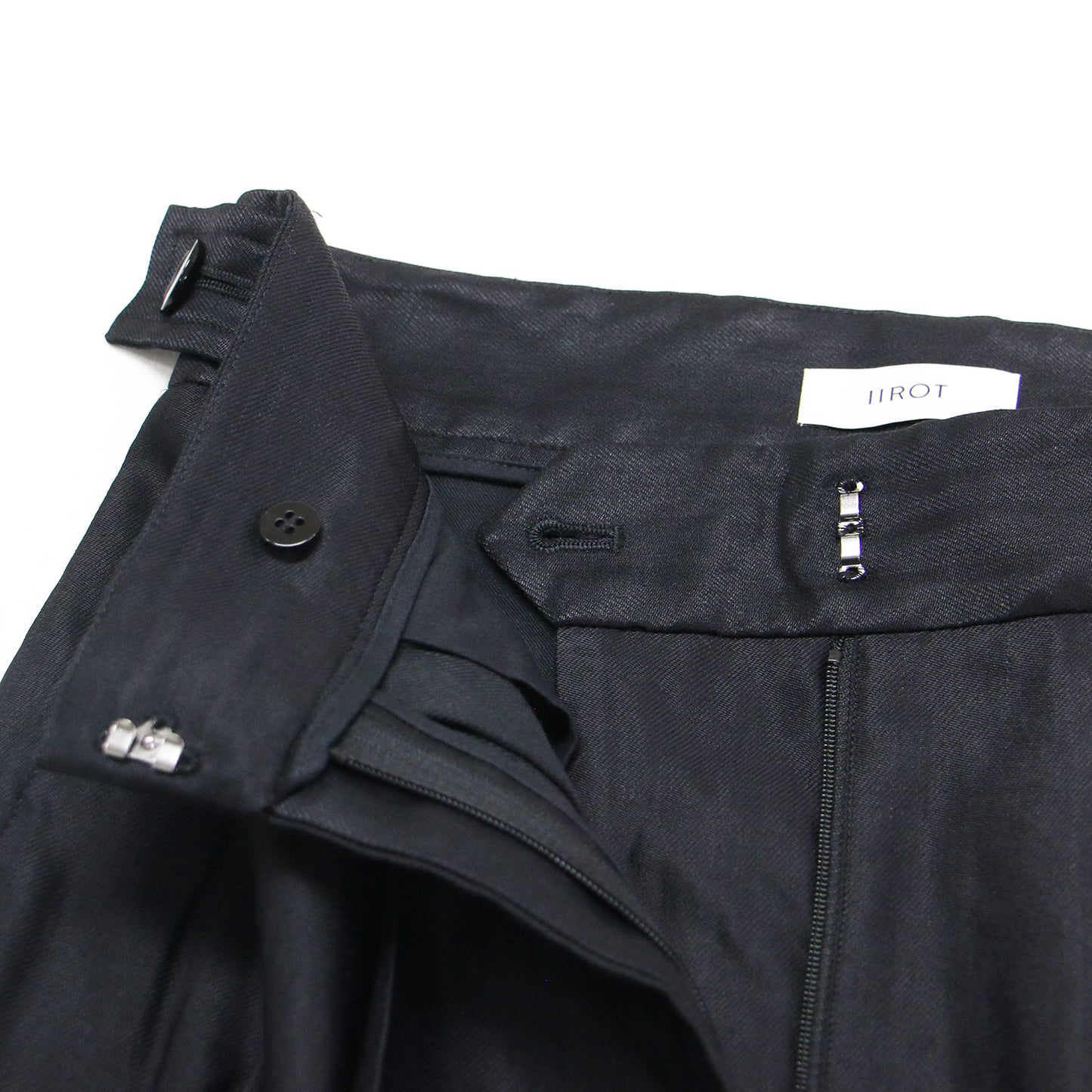リネン ワイド トラウザーパンツ / Linen Wide Trouser フルレングス サイドボタン タック センタープレス ストレッチ 微光沢