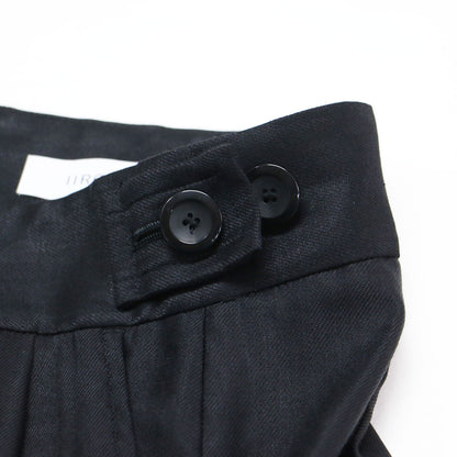 リネン ワイド トラウザーパンツ / Linen Wide Trouser フルレングス サイドボタン タック センタープレス ストレッチ 微光沢