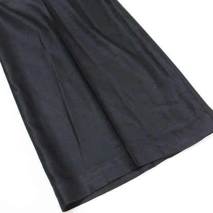 リネン ワイド トラウザーパンツ / Linen Wide Trouser フルレングス サイドボタン タック センタープレス ストレッチ 微光沢