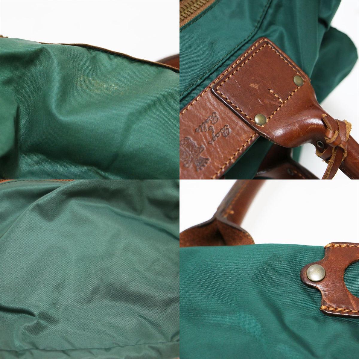 ナイロン レザー 2WAY ボストンバッグ / P4/6 トラベルバッグ ショルダー 肩掛け 斜め掛け ファスナーポケット 折りたたみ