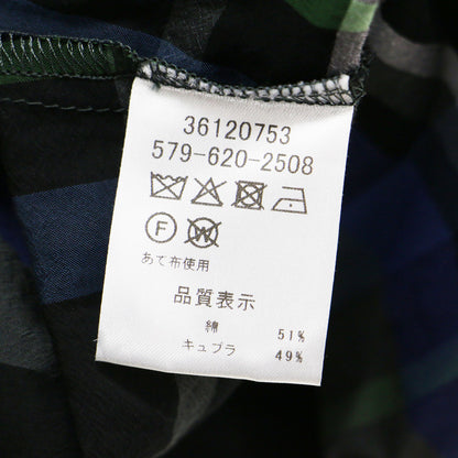 25秋冬 キュプラコットン先染めワンピース 前開き / Vert ドレス Aライン オーバーサイズ ミドル丈 羽織り 長袖 チェック 総柄 コットン