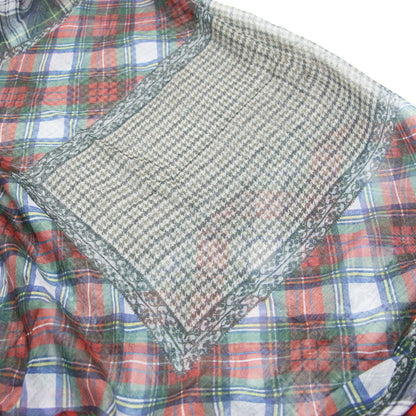 チャーリー チェック ストール / Charlie 大判 パッチワーク 切り替え タータンチェック 千鳥格子 フリンジ カシミヤ モダール