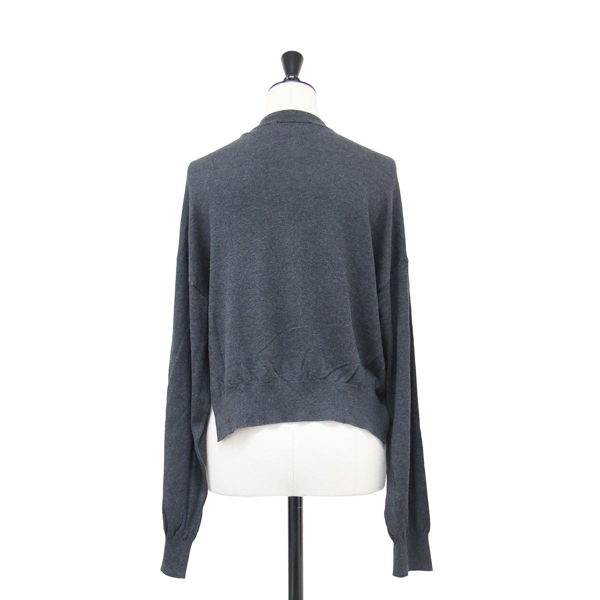 24春夏 ワイド アーム カーディガン / WIDE-ARM CARDIGAN クルーネック 長袖 ドロップショルダー ヘムライン サイドスリットニット ハイゲージ コットン シルク