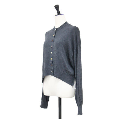 24春夏 ワイド アーム カーディガン / WIDE-ARM CARDIGAN クルーネック 長袖 ドロップショルダー ヘムライン サイドスリットニット ハイゲージ コットン シルク