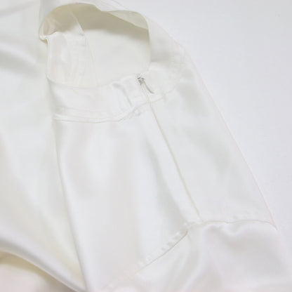 26春夏 サテン Tシャツ / プルオーバー カットソー 五分袖 ミドル丈 クルーネック オーバーサイズ ドロップショルダー 光沢感