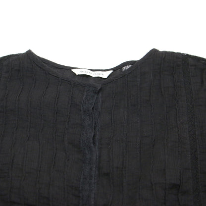 26秋冬 ピンタック ブラウス / pintuck blouse 長袖 クロップド丈 クルーネック フリル レース シアー コットン
