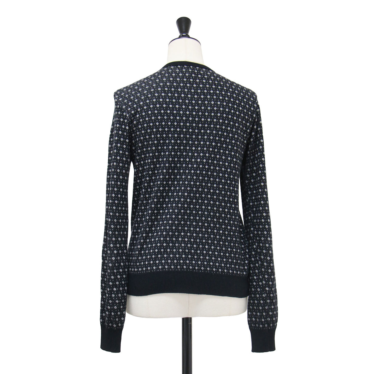 幾何学パターン コットン カーディガン / JHA2 CARDIGAN クルーネック 長袖 総柄 ウォッシャブル