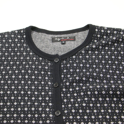 幾何学パターン コットン カーディガン / JHA2 CARDIGAN クルーネック 長袖 総柄 ウォッシャブル