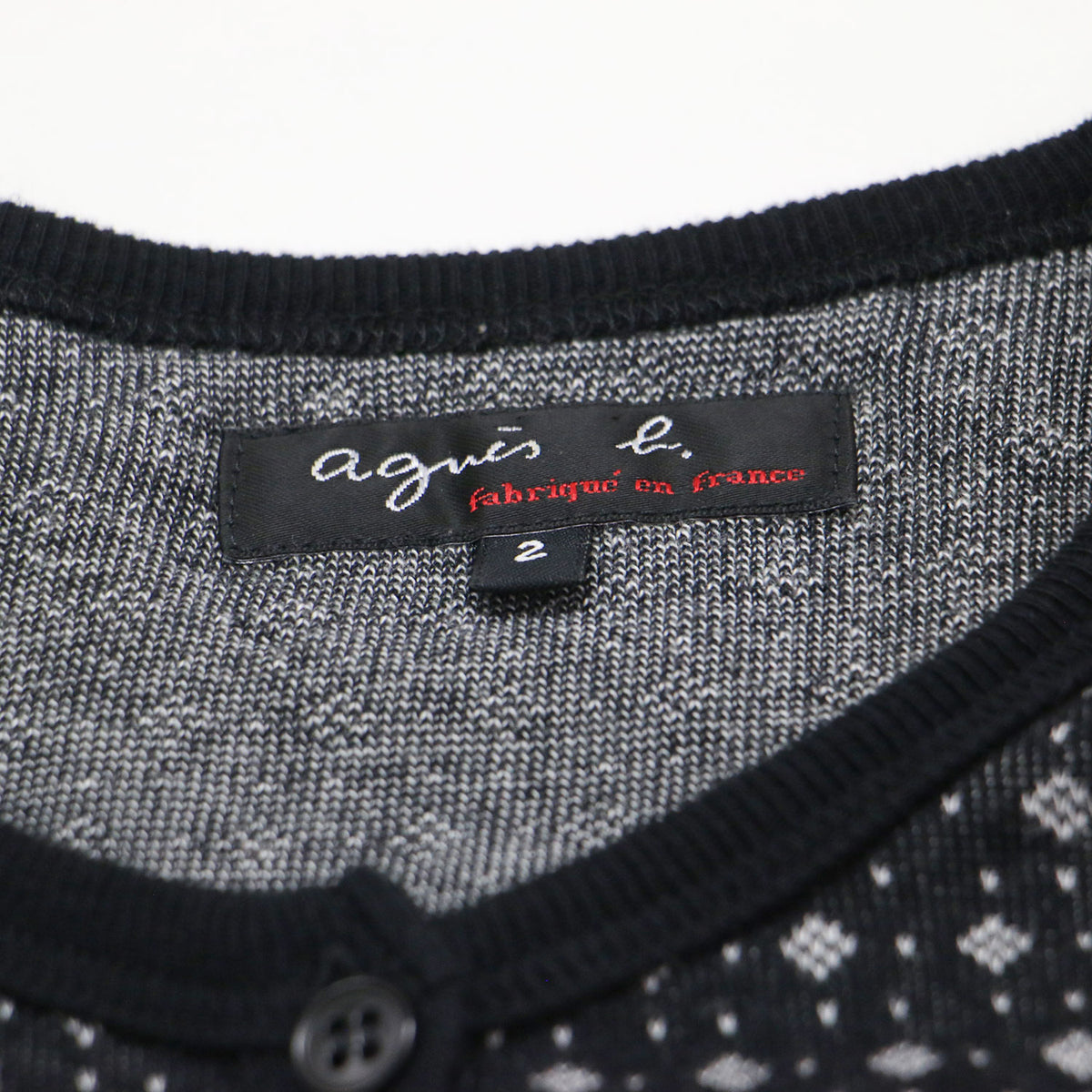 幾何学パターン コットン カーディガン / JHA2 CARDIGAN クルーネック 長袖 総柄 ウォッシャブル