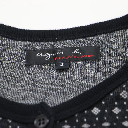 幾何学パターン コットン カーディガン / JHA2 CARDIGAN クルーネック 長袖 総柄 ウォッシャブル