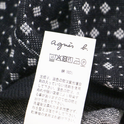 幾何学パターン コットン カーディガン / JHA2 CARDIGAN クルーネック 長袖 総柄 ウォッシャブル