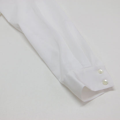 バタフライリボンシャツ / キーネック 長袖 バックヨーク 光沢 フリル モチーフ ウォッシャブル