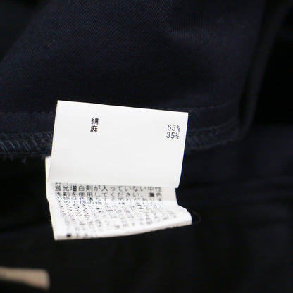 コットンリネン タック パンツ / フルレングス ウエストゴム レイヤードタック ワイド ウォッシャブル