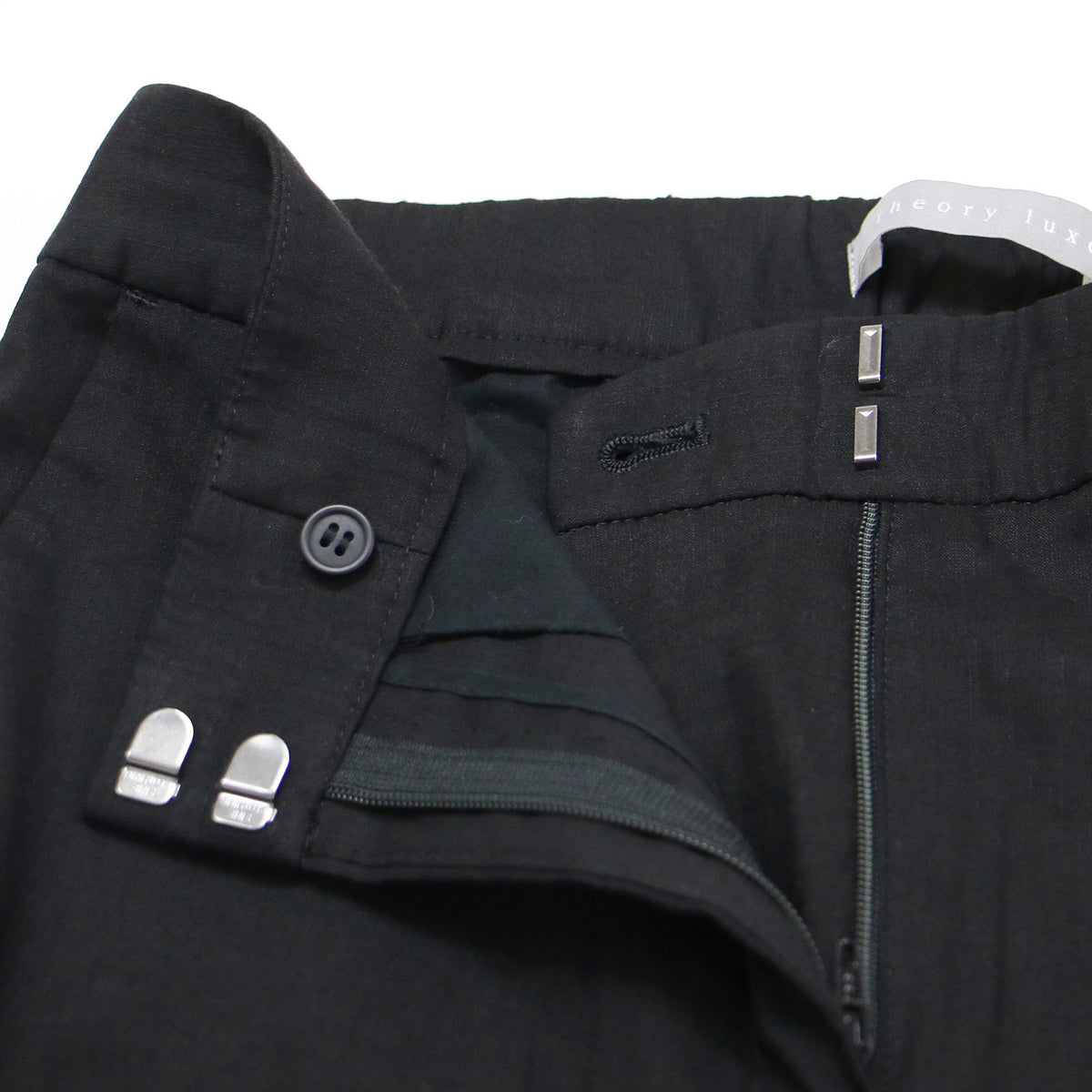 リネン ストレッチ テーパードパンツ / Eco Crunch Wash Luen N ギャザー スリット ジップフライ