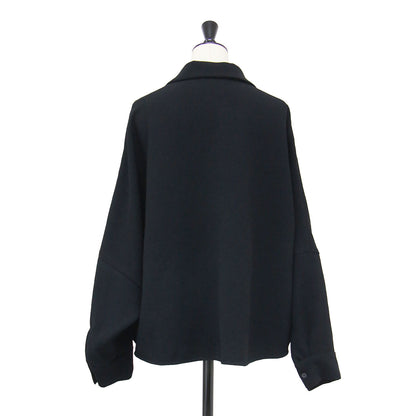24秋冬 ジョーゼット素材 スキッパーブラウス / GEORGETTE SKIPPER シャツ 長袖 Vネック ワイド ドルマンスリーブ