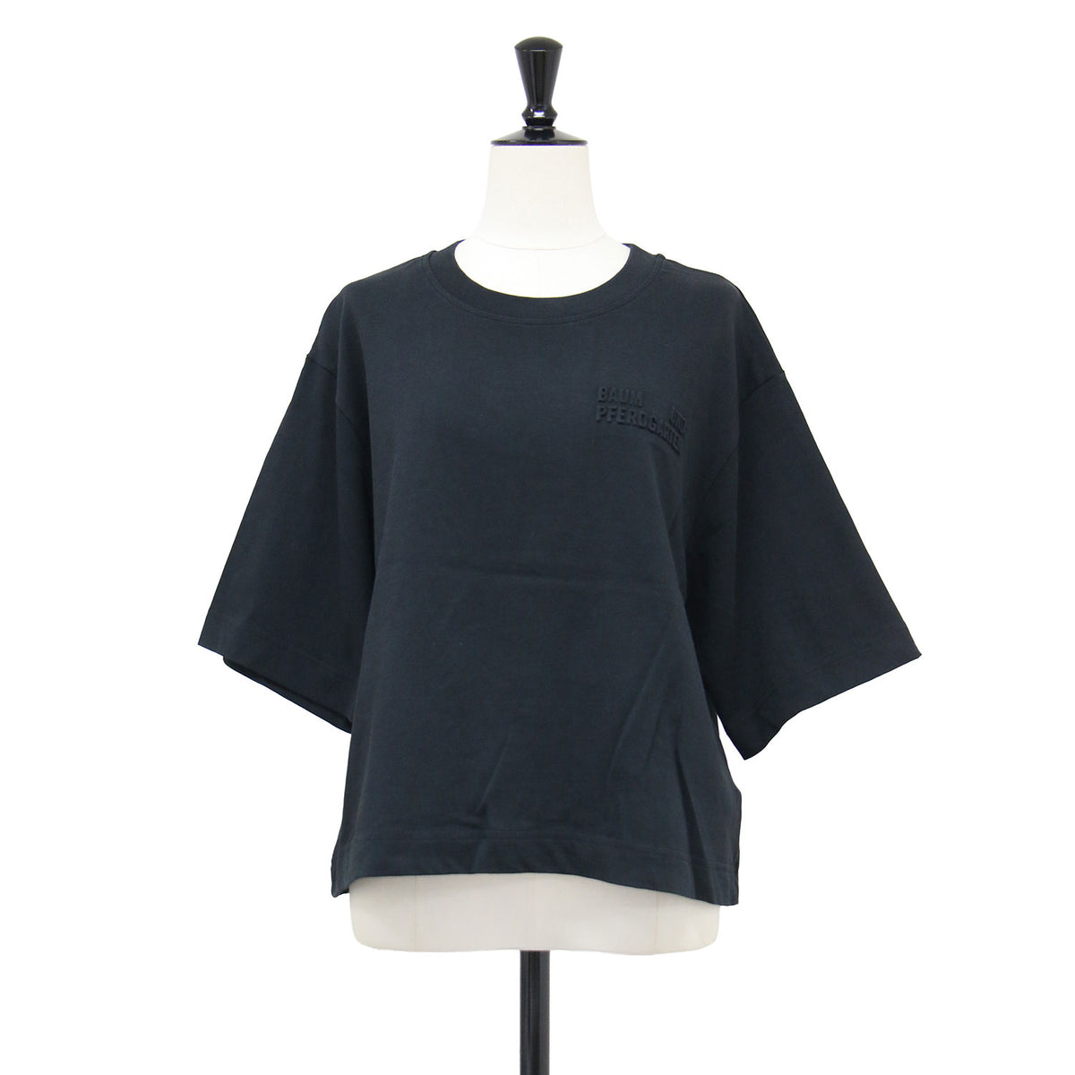 26春夏 立体ロゴ ワイド クロップド Tシャツ / JIANA カットソー 半袖 クルーネック コットン