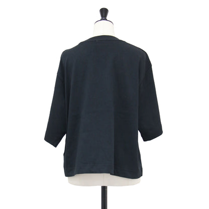 26春夏 立体ロゴ ワイド クロップド Tシャツ / JIANA カットソー 半袖 クルーネック コットン