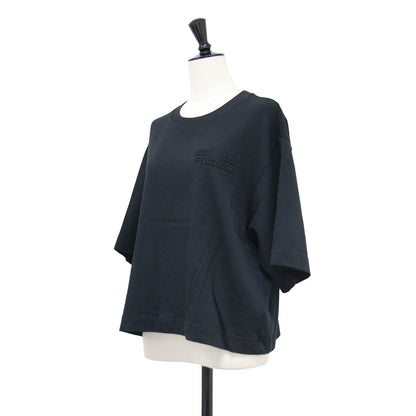 26春夏 立体ロゴ ワイド クロップド Tシャツ / JIANA カットソー 半袖 クルーネック コットン