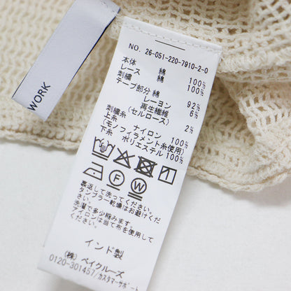 26春夏 レースキャミソール / 26051220791020 / ノースリーブ ワイド メッシュ 透かし編み モチーフ コットン