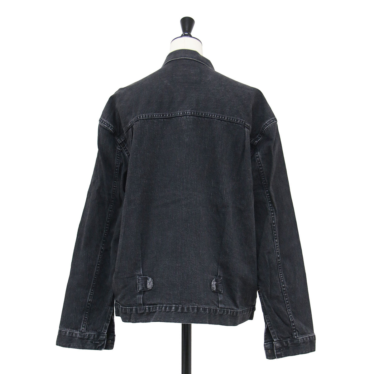 ブラック デニム ジャケット / BLACK DENIM JACKET 781001LAP2-B / Gジャン 羽織り オーバーサイズ 長袖 バックヨーク ヴィンテージ加工 コットン ウォッシャブル